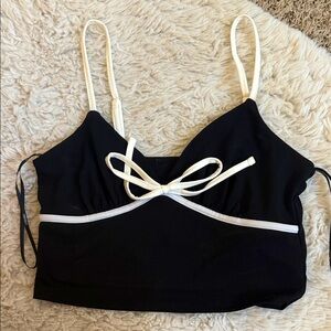 Forever 21 Black Top with White Bow Detail